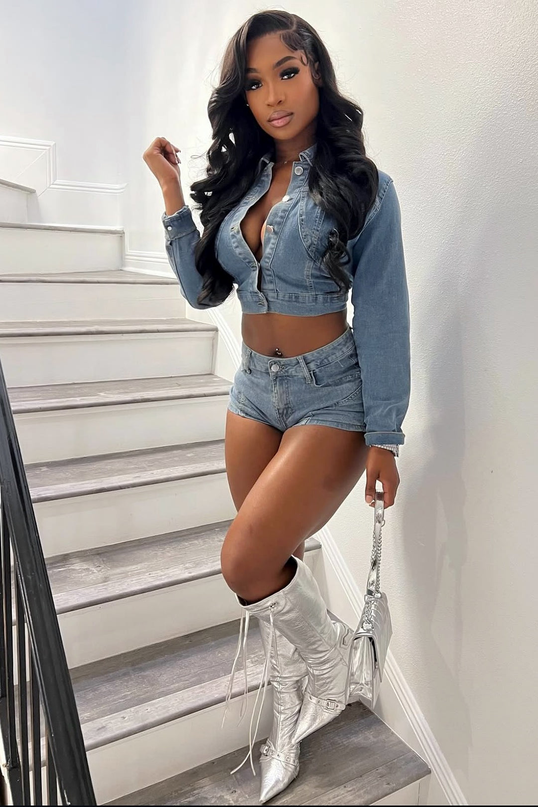 DANITY DENIM SHORT SET