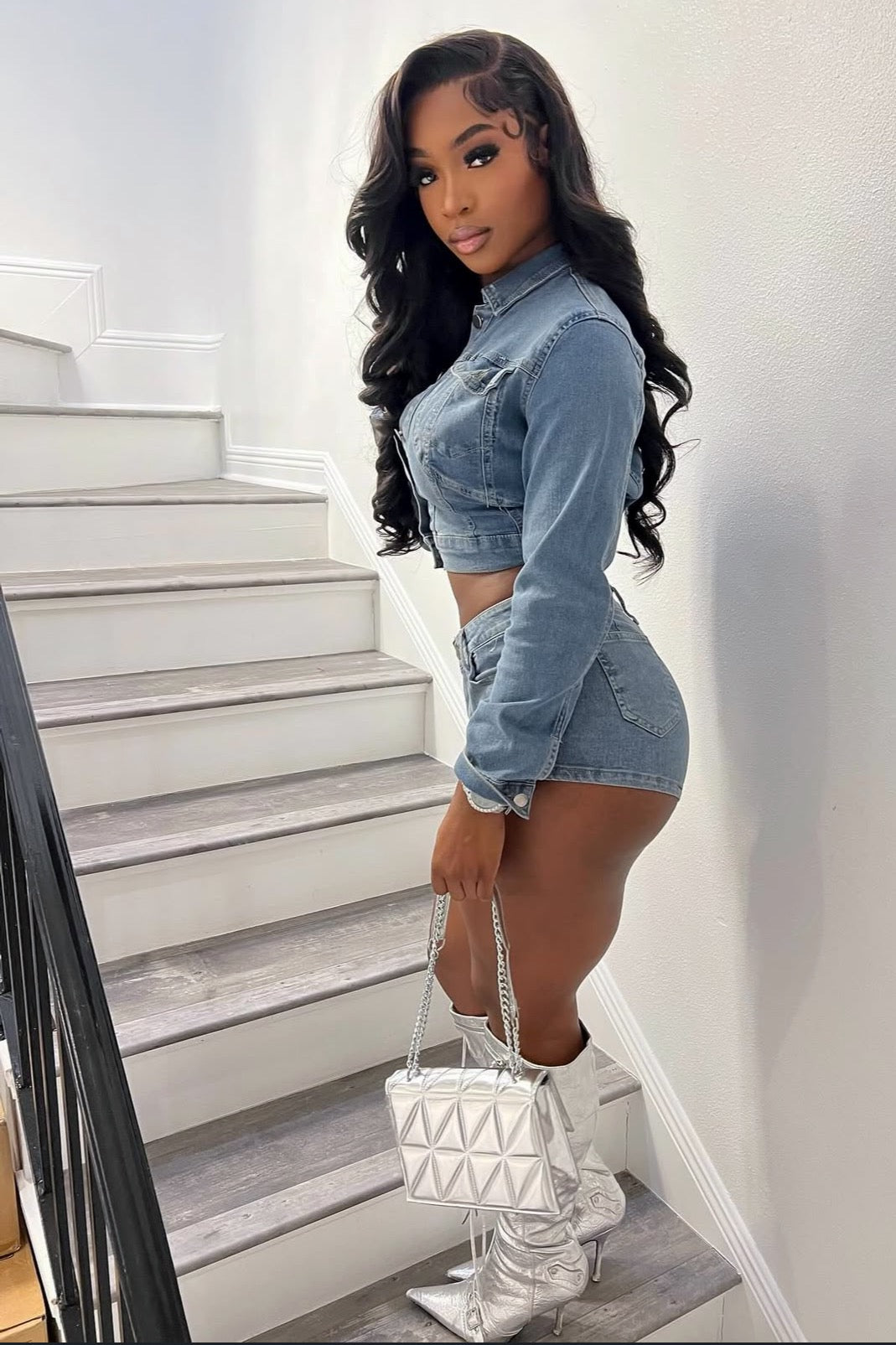 DANITY DENIM SHORT SET