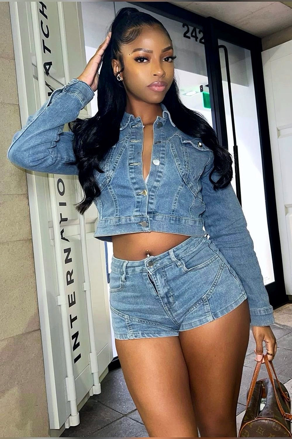 DANITY DENIM SHORT SET