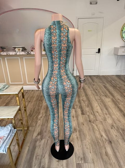 BLUE REPTILE JUMPSUIT